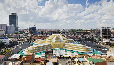 Central market in Phnom Penh City in Cambodia