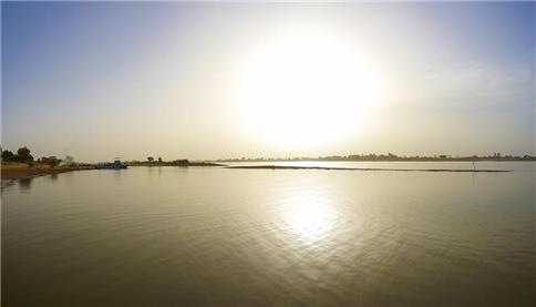 Peaceful view Delta of Niger big river in Mali