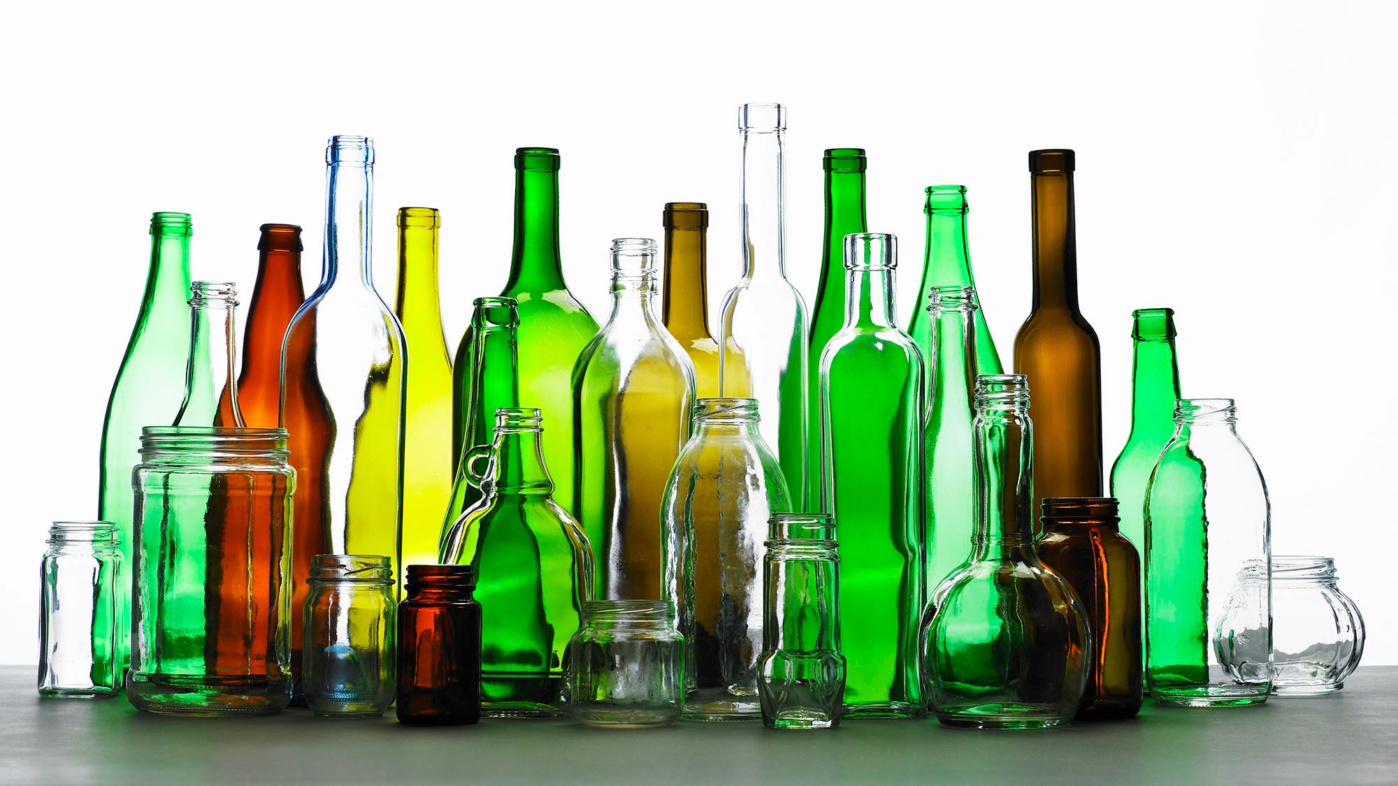 Mixed glass bottles
