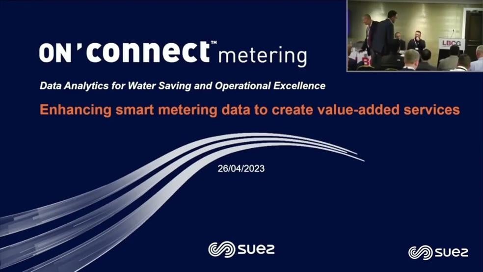 Samuel Loyson presents smart metering advanced data analytics benefits at GSWM Conference '23- SUEZ